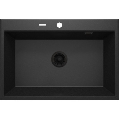 Мийка кухонна Deante Eridan, граніт, прямокутна, без крила, 700х520х210мм, чаша - 1, врізна, металічний графіт