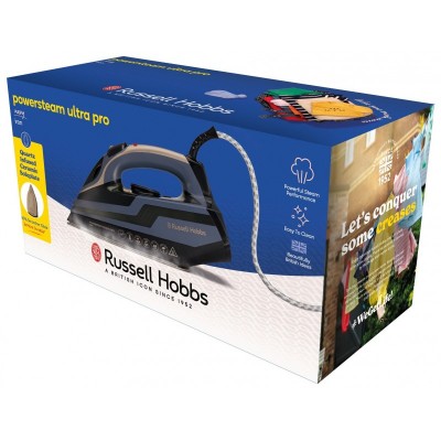Праска Russell Hobbs, 3100Вт, паровий удар -210гр, верт. відпарювання, керам. підошва, чорно-синий