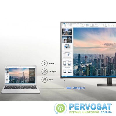 Монітор LCD 43&quot; Samsung S43AM700UI, HDMI, USB, USB-TypeC, BT, VA, MM, 3840x2160, 60, 8ms