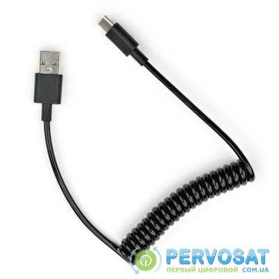 Дата кабель USB 2.0 AM to Type-C Spring 1m black Vinga (VCPDCTCS1BK)