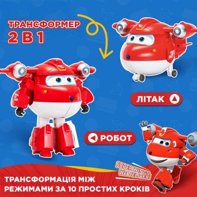 Ігрова фігурка-трансформер Super Wings Transforming Джетт (Jett) Ігрова фігурка-трансформер Super Wings Transforming Джетт (Jett)
