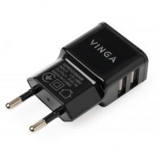 Зарядний пристрій Vinga 2 Port USB Wall Charger 2.1A (VCPWCH2USB2ABK) Зарядний пристрій Vinga 2 Port USB Wall Charger 2.1A (VCPWCH2USB2ABK)