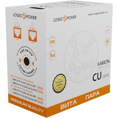 Кабель сетевой LogicPower UTP 305м cat.5e (4*2*0,50)[CU] внешн. проволока 1*1,4мм (3076)