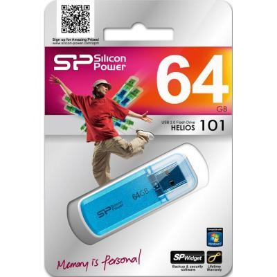 USB флеш накопитель Silicon Power 64GB Helios 101 Blue USB 2.0 (SP064GBUF2101V1B)