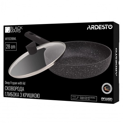 Сковорода глибока з кришкою Ardesto Black Mars Alcor, 28см, алюміній, чорний