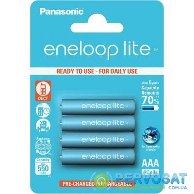 Аккумулятор Panasonic Eneloop Lite AAA 550mAh NI-MH * 4 (BK-4LCCE/4BE)