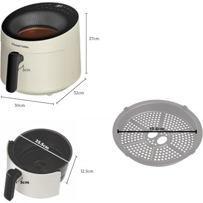Мультипіч Russell Hobbs Satisfry Panoramic- 1500Вт, чаша-5л, сенсорне управл., 10 авто. програм, пластик/скло, кремовий