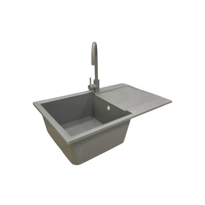 Набір кухонний Adamant Horizon, штучний камінь, прямокут., з крилом, 780х495х230мм, чаша - 1, врізна, сірий + змішувач