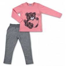 Набір дитячого одягу Breeze кофта та штани рожевий c сірим меланж з ведмедиком (7848-98G-pink-gray) Набір дитячого одягу Breeze кофта та штани рожевий c сірим меланж з ведмедиком (7848-98G-pink-gray)