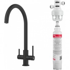 Змішувач для кухні Franke Lina Clear Water, довж.виливу - 216 мм, поворотний, 1+1 фільтр, чорний матовий