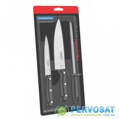 Набор ножей Tramontina Ultracorte 3 предмета (2 ножа + мусат) (23899/072)