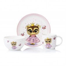 Набір дитячого посуду Ardesto Princess owl 3 пр., порцеляна Набір дитячого посуду Ardesto Princess owl 3 пр., порцеляна