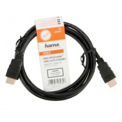 Кабель мультимедийный HDMI to HDMI 1.5m Black Ethernet Gold HAMA (00205002)