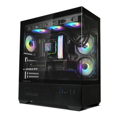 Корпус Zalman Chronix без БЖ, 1xUSB3.0, 1xUSB2.0, 1x Type C, 2x120мм ARGB Reverse,  1x120мм ARGB, VGA 410мм, LCS ready, TG Side/Front Panel, ATX, чорний