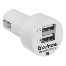 Зарядний пристрій Defender ECA-15, 2*USB, 5V/2.1+1A, White (83561) Зарядний пристрій Defender ECA-15, 2*USB, 5V/2.1+1A, White (83561)