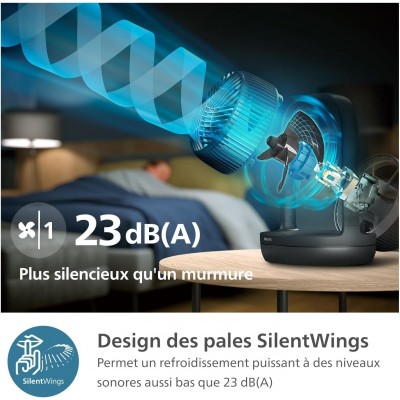 Вентилятор Philips настільний Series 3000, 22см, 27Вт, таймер, поворот 180, чорний