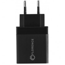 Зарядний пристрій Florence 1USB QC 3.0 + microUSB cable Black (FL-1050-KM) Зарядний пристрій Florence 1USB QC 3.0 + microUSB cable Black (FL-1050-KM)