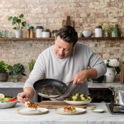 Сковорода Tefal Jamie Oliver Cooks Direct, 24см, покриття Titanium 2Х, індукція, Thermo-Spot, нерж.сталь