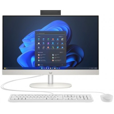 Комп'ютер персональний моноблок HP 240-G10 23.8" FHD IPS AG, Intel i5-1334U, 16GB, F512GB, UMA, WiFi, кл+м, 3р, DOS, білий