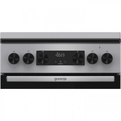 Плита Gorenje комбінована, 62л, 50x60см, метал. кришка, дисплей, емальовані реш, титан