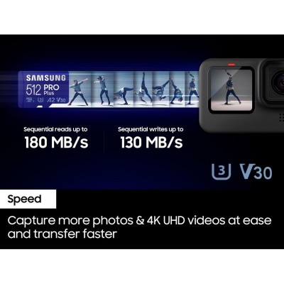 Карта пам'яті Samsung microSDXC   256GB C10 UHS-I R180MB/s PRO Plus