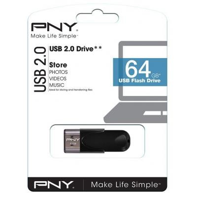 USB флеш накопитель PNY flash 64GB Attache4 Black USB 2.0 (FD64GATT4-EF)