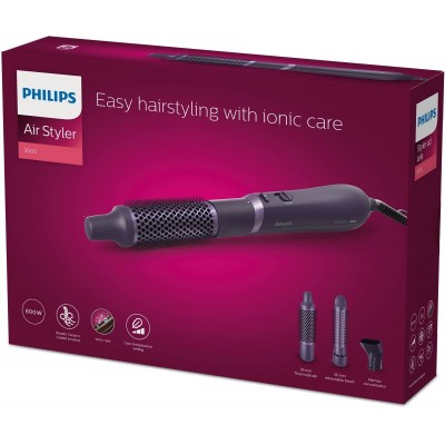 Фен-щітка Philips 3000 Series, 800Вт, іонізація, 3 насадки, фіолетовий