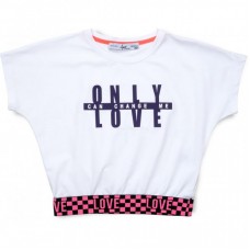 Футболка дитяча A-Yugi укорочена (4114-146-white) Футболка дитяча A-Yugi укорочена (4114-146-white)