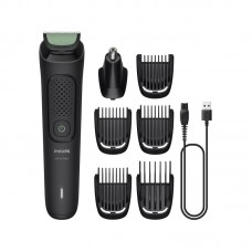 Тример Philips All-in-One Trimmer 3000 Series, для обличчя, голови, носа, акум., насадок-7, сталь, чорний