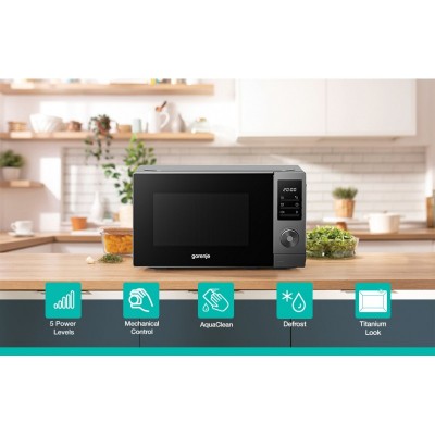 Мікрохвильова піч Gorenje, 20л, електр. керув., 700Вт, дисплей, нерж