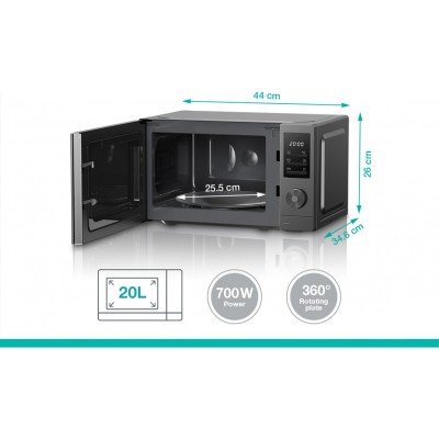 Мікрохвильова піч Gorenje, 20л, електр. керув., 700Вт, дисплей, нерж