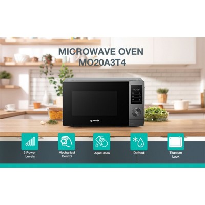 Мікрохвильова піч Gorenje, 20л, електр. керув., 700Вт, дисплей, нерж