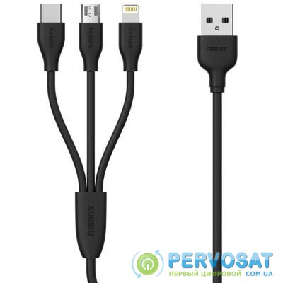 Дата кабель USB 2.0 AM to Lightning + Micro 5P + Type-C 1.0m black Remax (RC-109TH-BLACK)