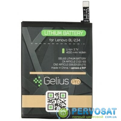Аккумуляторная батарея Gelius Pro Lenovo BL-234 (Vibe P1m/P90/A5000/P70A) (4000 mAh) (62842)