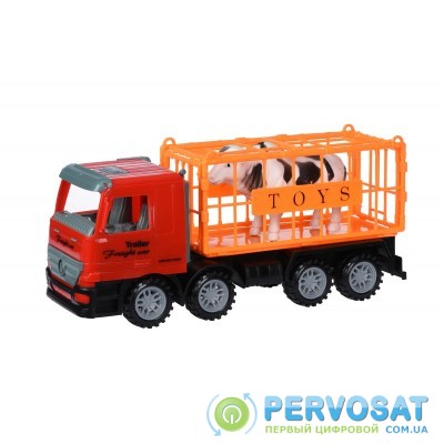 Same Toy Машинка инерционная Super Combination Грузовик (красный) для перевозки животных