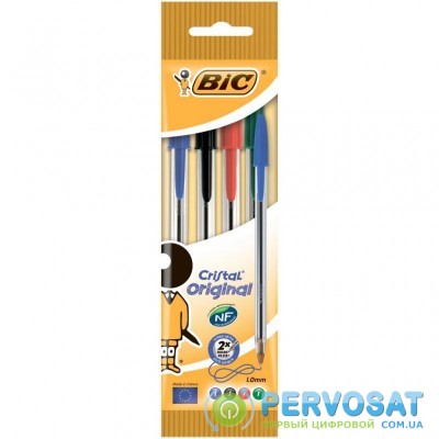 Ручка шариковая BIC Cristal, ассорти, 4шт в блистере (bc8308621)