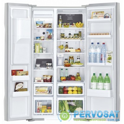 Холодильник SBS HITACHI R-S700GPUC2GS, 180х77х92см, 2 дв., Х- 377л, М- 212л, A++, NF, Інвертор, Сріблястий (скло)