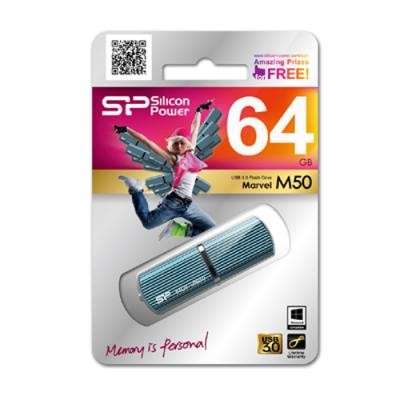 USB флеш накопитель Silicon Power 64Gb MARVEL M50 Aqua Blue USB3.0 (SP064GBUF3M50V1B)