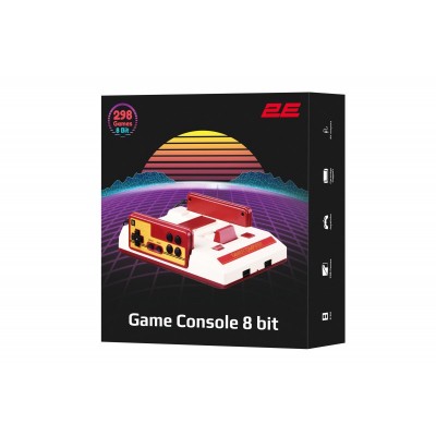 Ігрова консоль 2Е 8bit AV (2 дротових геймпада, 298 ігор)