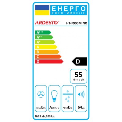 Витяжка Ardesto телескопічна, 60см, 700м3ч, метал, 2х1Вт LED, кнопкове, нерж