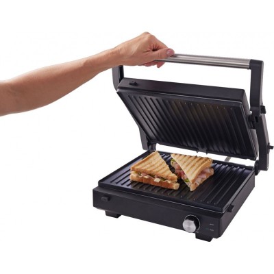 Гриль Gorenje прижимний 2000Вт, темп. режимів-7, з`ємні пластини, розкриття на 180°, метал, чорний