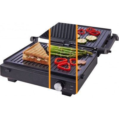 Гриль Gorenje прижимний 2000Вт, темп. режимів-7, з`ємні пластини, розкриття на 180°, метал, чорний