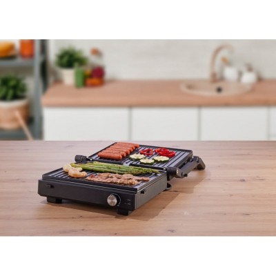 Гриль Gorenje прижимний 2000Вт, темп. режимів-7, з`ємні пластини, розкриття на 180°, метал, чорний