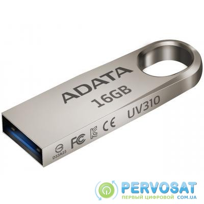 USB флеш накопитель A-DATA 16GB UV310 Metal Silver USB 3.1 (AUV310-16G-RGD)