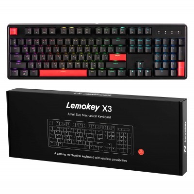 Клавіатура механічна Lemokey X3 104Key, Keychron Brown, USB-A, QMK/VIA, Hot-Swap, EN/UKR, RGB, чорний Клавіатура механічна Lemokey X3 104Key, Keychron Brown, USB-A, QMK/VIA, Hot-Swap, EN/UKR, RGB, чорний