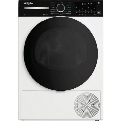 Сушильна машина Whirlpool тепловий насос, 9кг, A+++, 60см, дисплей, люк чорний, білий Сушильна машина Whirlpool тепловий насос, 9кг, A+++, 60см, дисплей, люк чорний, білий