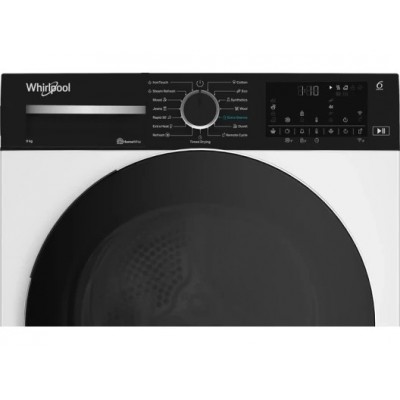 Сушильна машина Whirlpool тепловий насос, 9кг, A+++, 60см, дисплей, люк чорний, білий Сушильна машина Whirlpool тепловий насос, 9кг, A+++, 60см, дисплей, люк чорний, білий