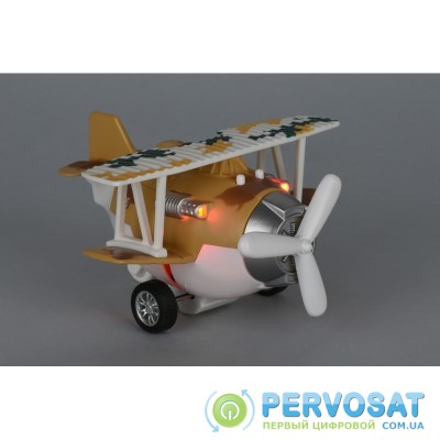 Same Toy Самолет металлический инерционный Aircraft со светом и звуком (коричневый)