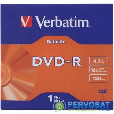 Диск DVD Verbatim 4.7Gb 16X Jacket 1 pcs DATA LIFE (43844-поштучно)