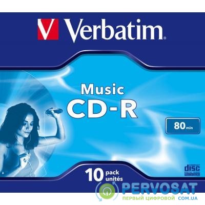 Диск CD Verbatim 700Mb 16x Jewel Case 10 Pack Music (43365)